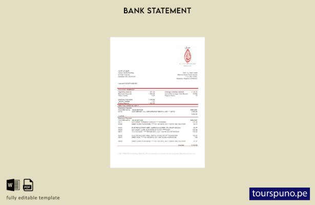 listo para imprimir plantilla de word   extracto bancario de Bahrein Al Salam